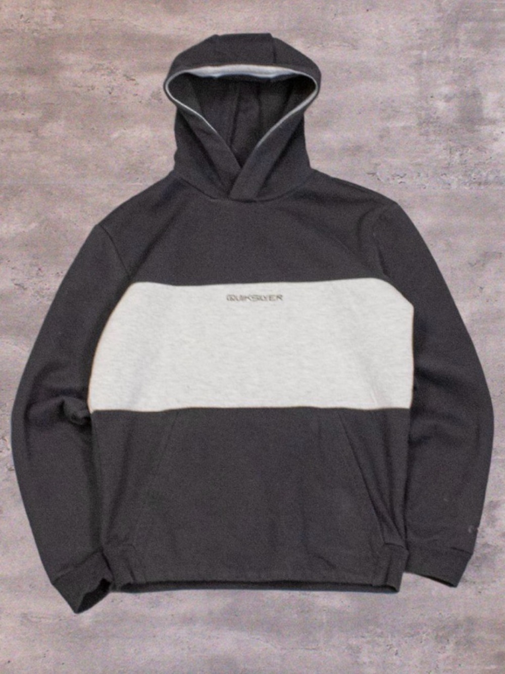 Y2K's 00's Quicksilver Two Tone‎ Colorblock Y2K Surf Streetwear Boxy Grey Hoodie